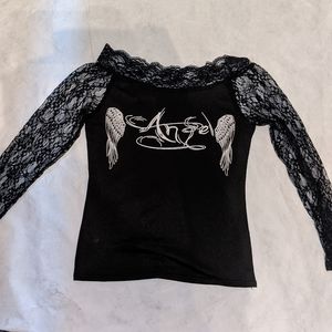 lace sleeves angle tee long sleeve